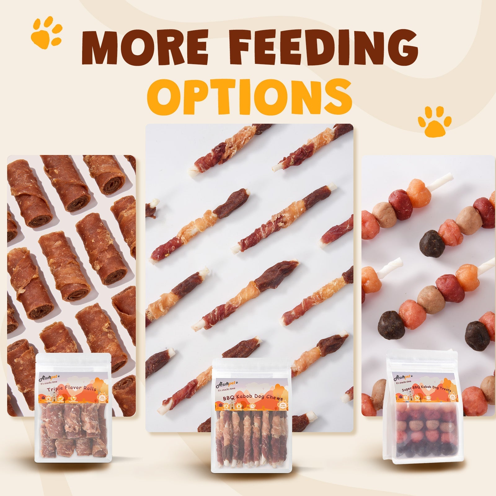 Asmpet Healthy Dog Treats BBQ Kabob Chews, Chicken Duck Beef Liver Rawhide Sticks, Long Lasting Jerky Dog Snacks Treats for Dogs, 11oz