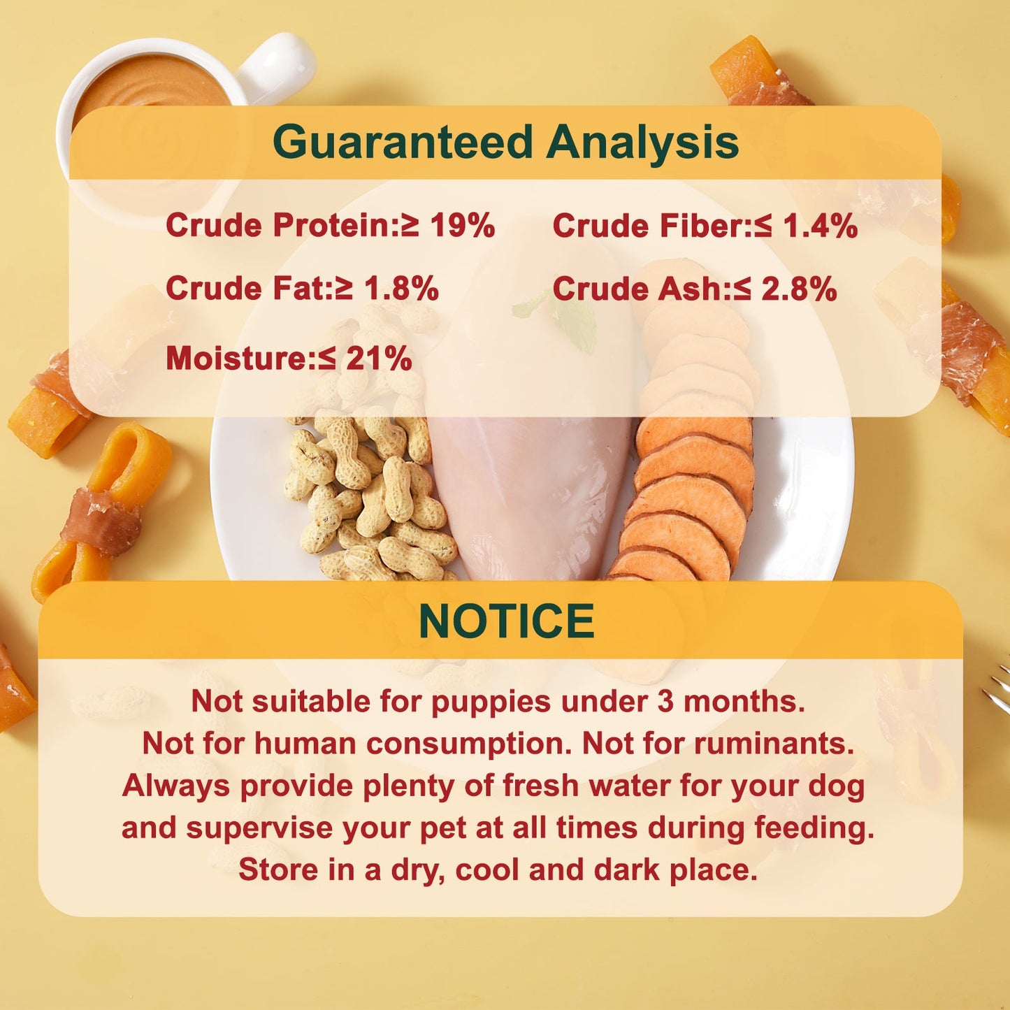 Pawmate Peanut Butter Dog Treats, Natural High-Protein Chicken Wrapped Sweet Potato Chews for All Dogs, 10.6 oz