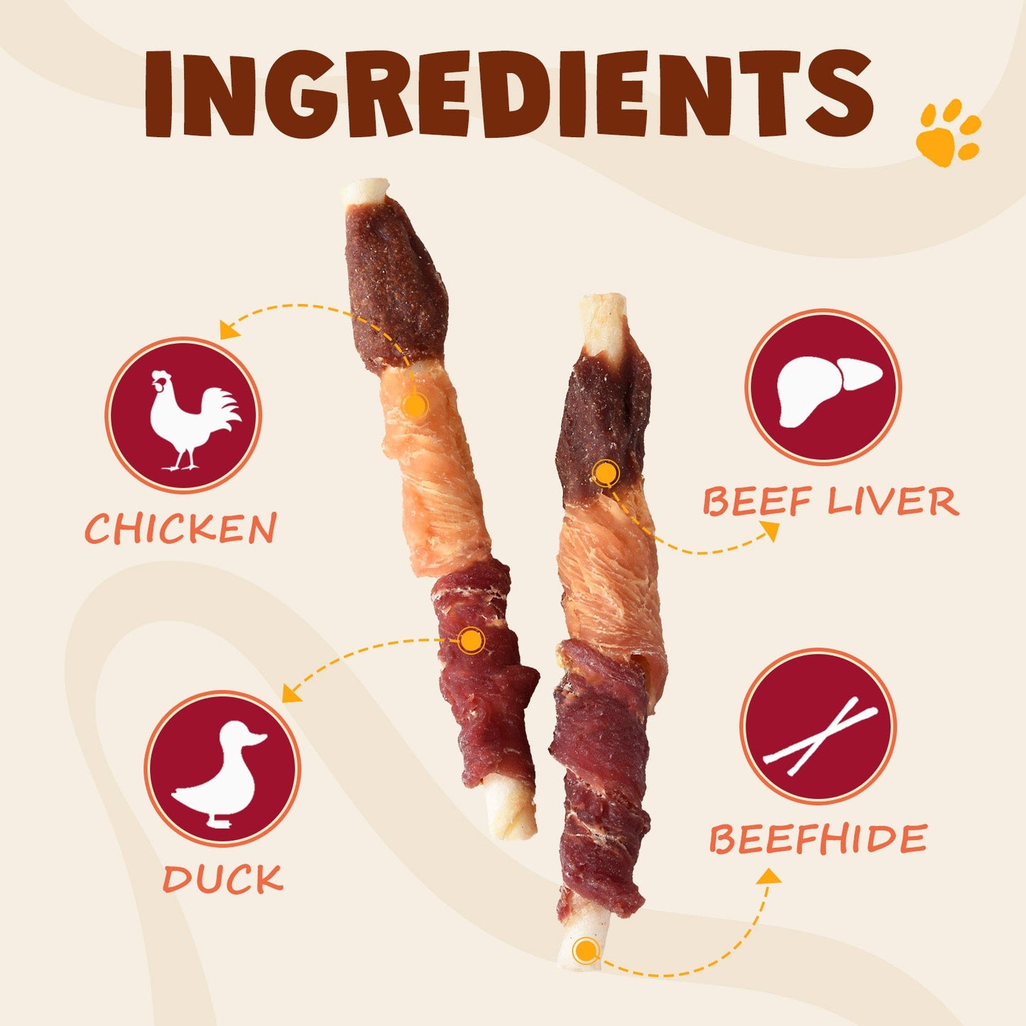 Asmpet Healthy Dog Treats BBQ Kabob Chews, Chicken Duck Beef Liver Rawhide Sticks, Long Lasting Jerky Dog Snacks Treats for Dogs, 11oz