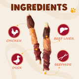 Asmpet Healthy Dog Treats BBQ Kabob Chews, Chicken Duck Beef Liver Rawhide Sticks, Long Lasting Jerky Dog Snacks Treats for Dogs, 11oz