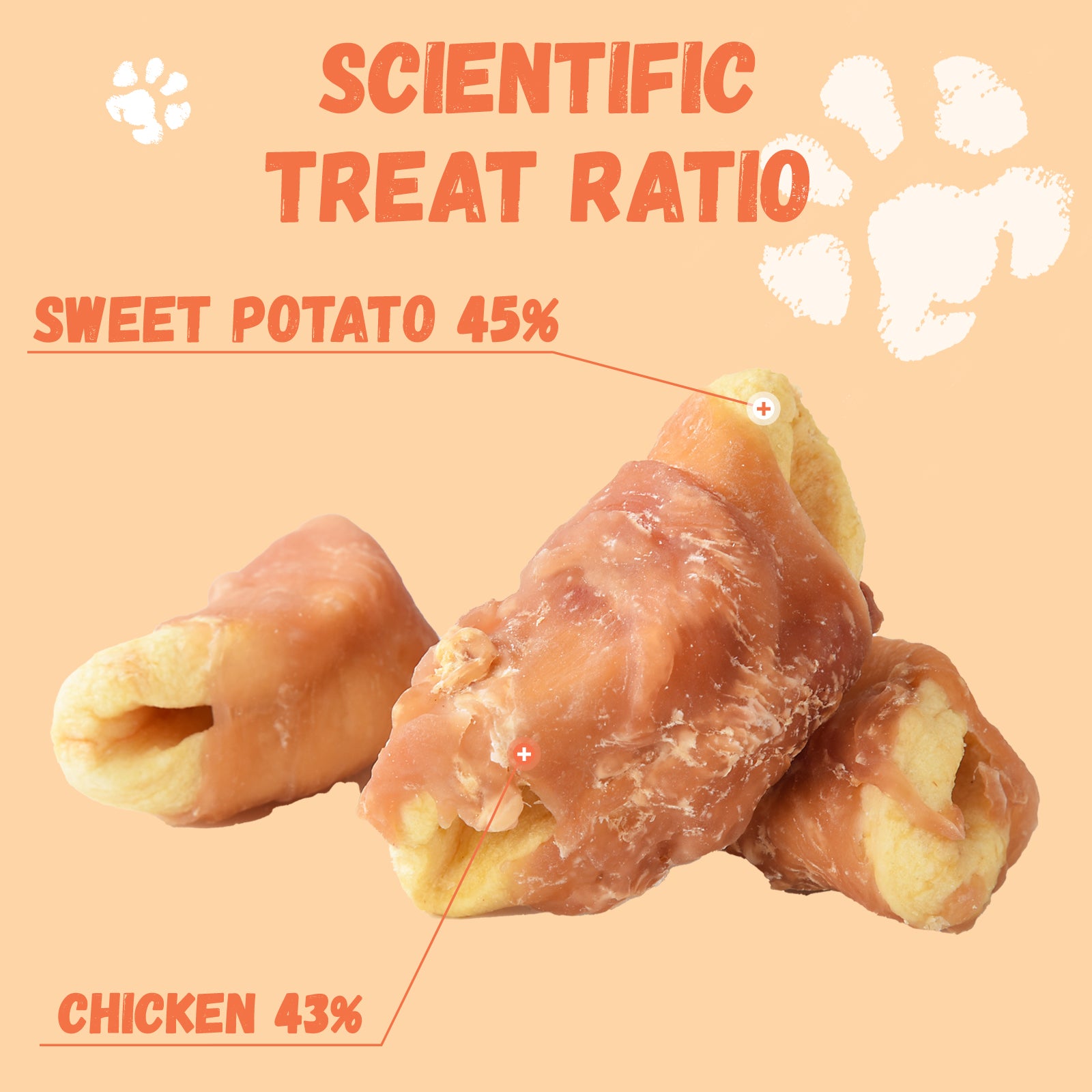 Pawmate Chicken Jerky Wrapped Apple Dog Treats, Promote Digestion Chews for All Dogs, 10.6oz