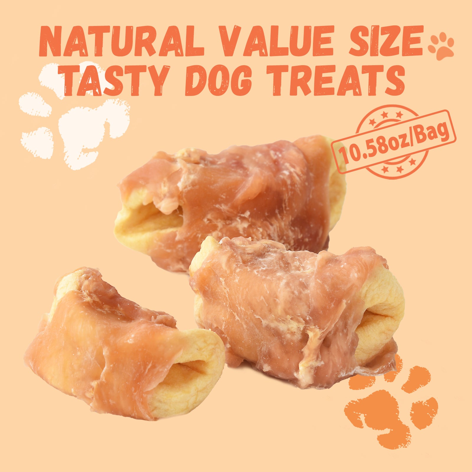 Pawmate Chicken Jerky Wrapped Apple Dog Treats, Promote Digestion Chews for All Dogs, 10.6oz