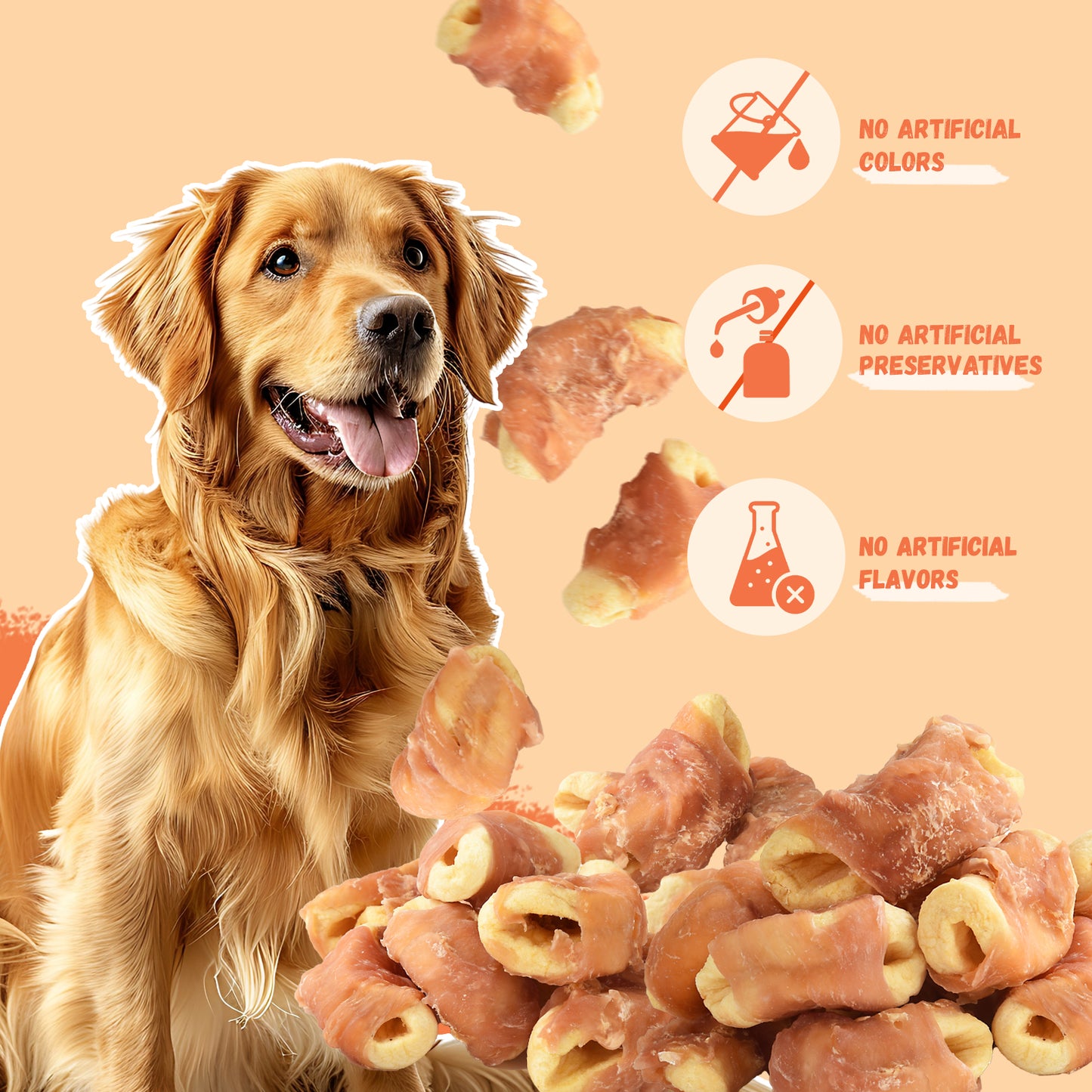 Pawmate Chicken Jerky Wrapped Apple Dog Treats, Promote Digestion Chews for All Dogs, 10.6oz