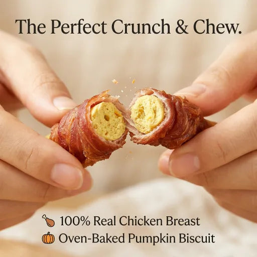 Chicken Jerky Wrapped Pumpkin Biscuits Dog Treats