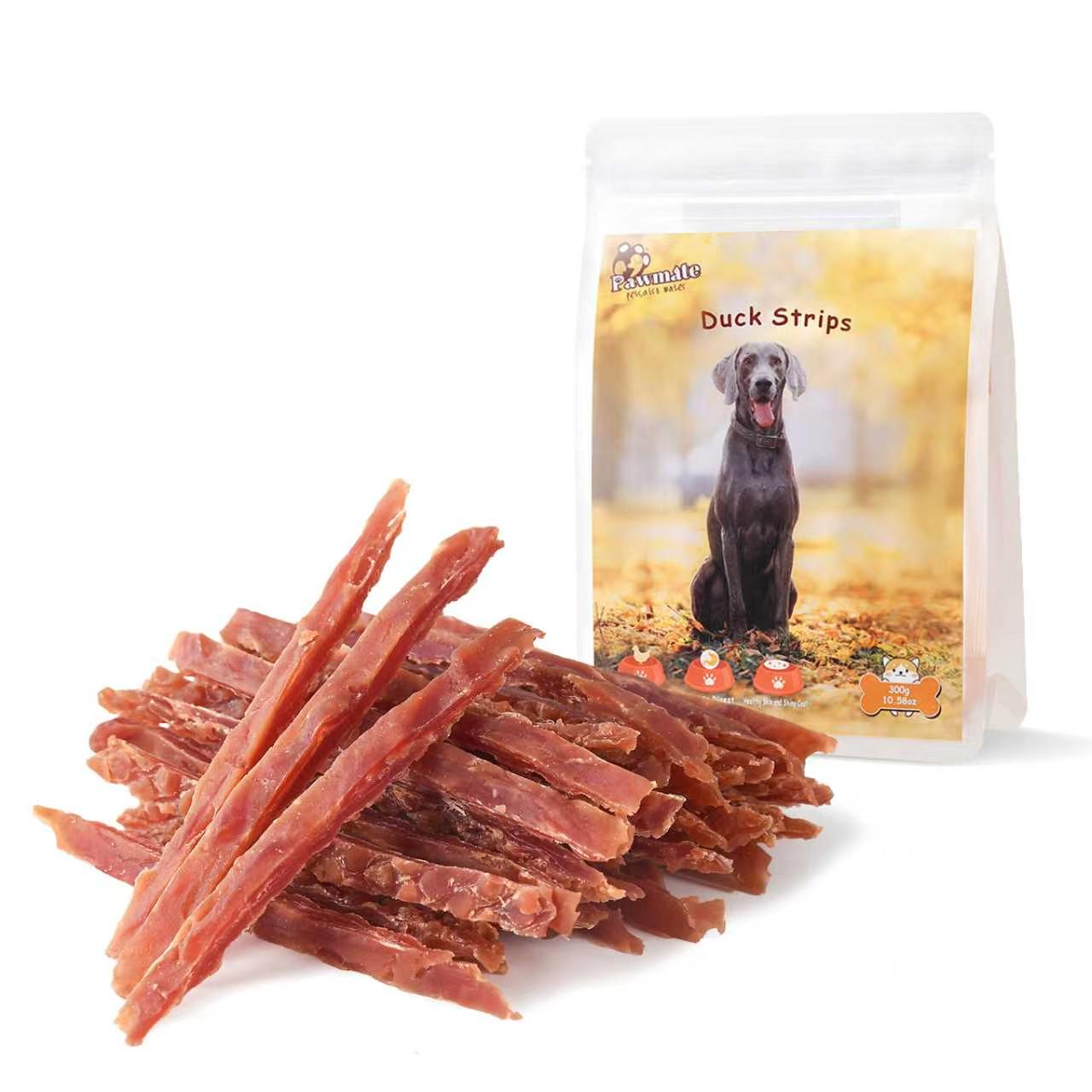 Pawmate Duck Jerky Strips for Dogs, Real Duck Breast, High Protein Natural Dog Treats, Soft & Chewy Training Treats