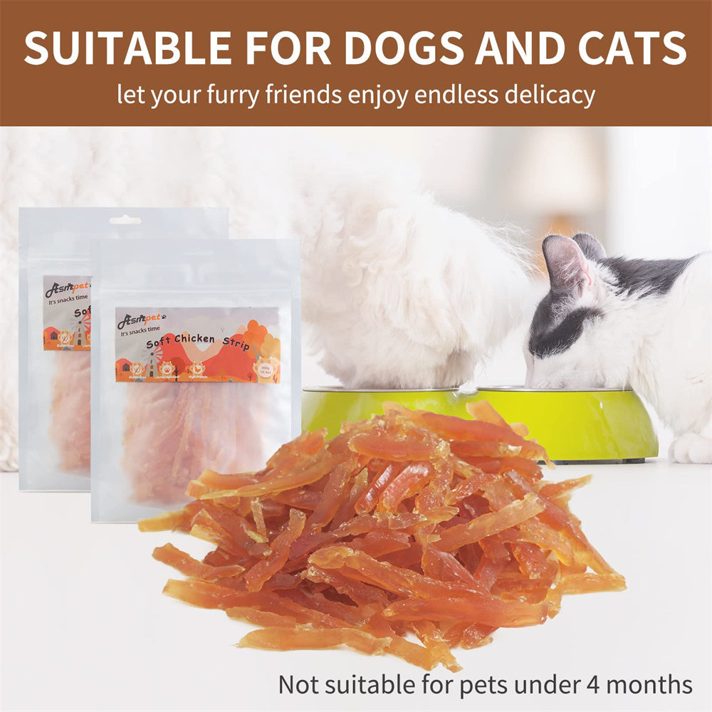 ASMPET Chicken Jerky Dog Treats, Mini Chicken Strips, Rawhide Free Training Treats for Cats and Small Dogs,11oz